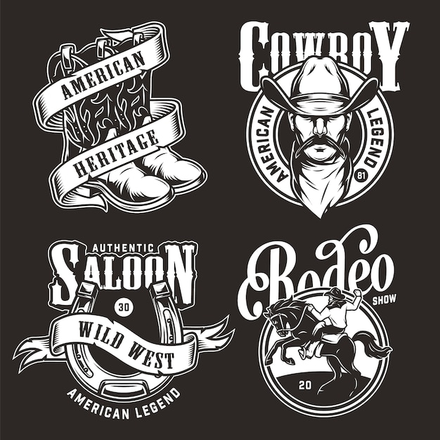 Monochrome wild west labels