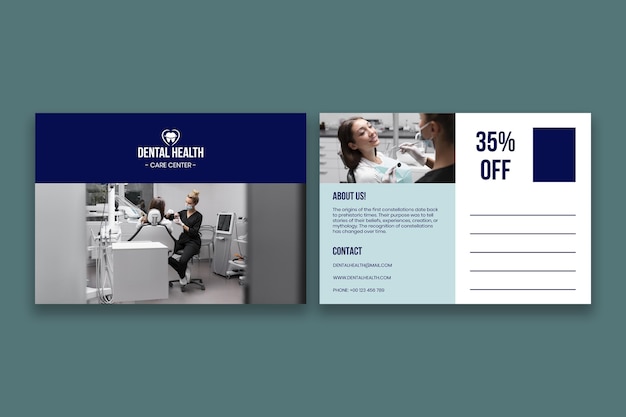 Free Vector monocolor dental health care center postcard