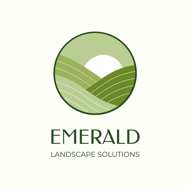 Monocolor elegant emerald landscape solutions logo