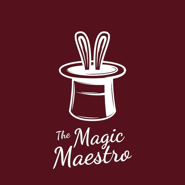 Free Vector monocolor flat the magic maestro magician logo