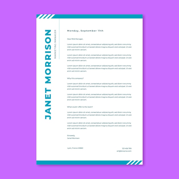 Monocolor janet cover letter