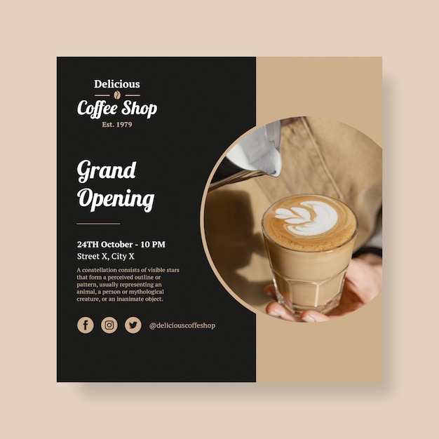 Free Vector monocolor retro 1979 coffee shop linkedin post template