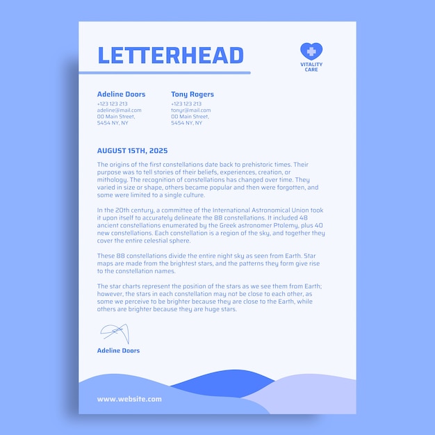 Monocolor vitality care non-profit organization letterhead template