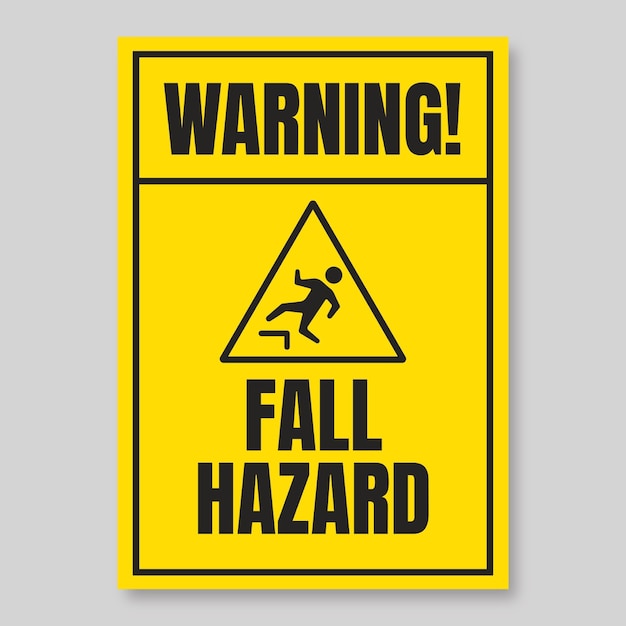 Monocolor warning fall hazard vertical sign