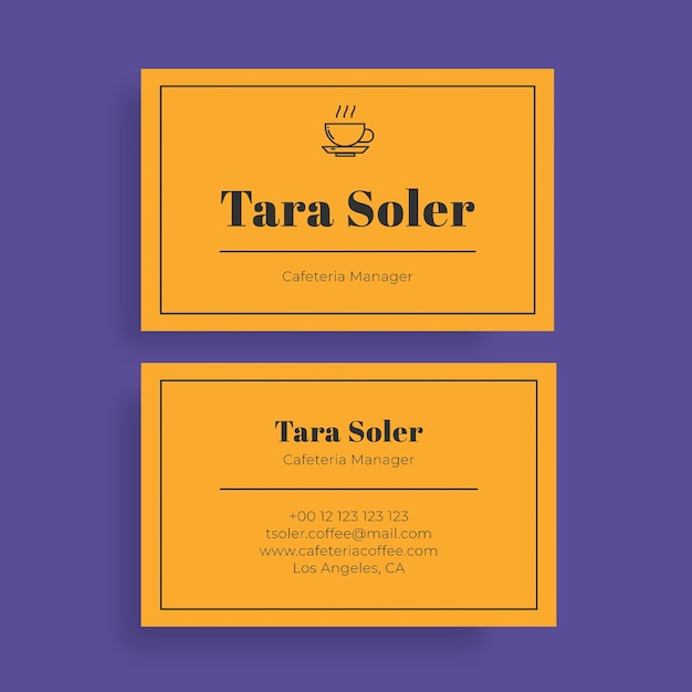 Monocolor yellow coffee shop business card