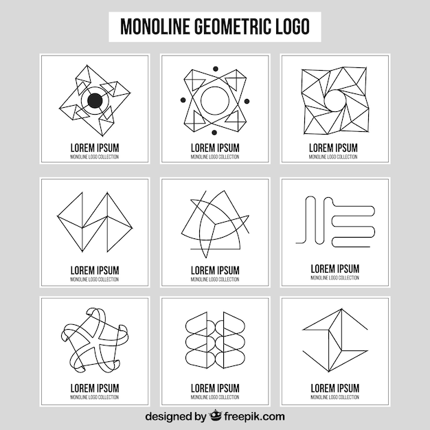 Free vector monoline logo collection of nine