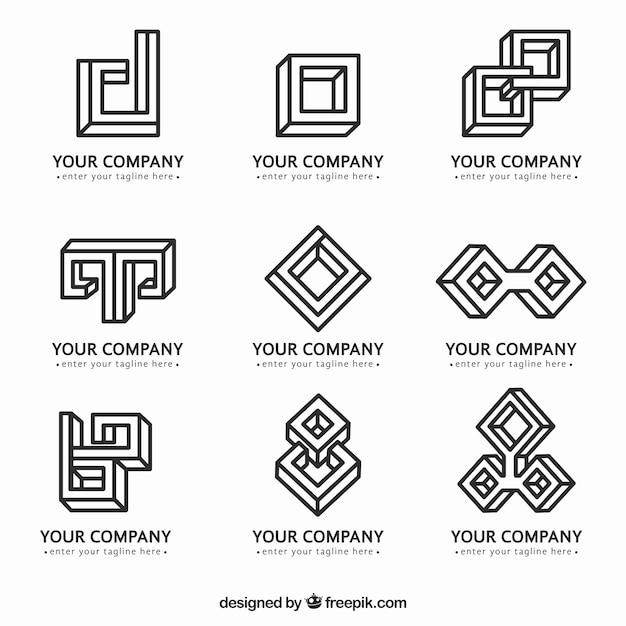 Monoline logos in geometric style