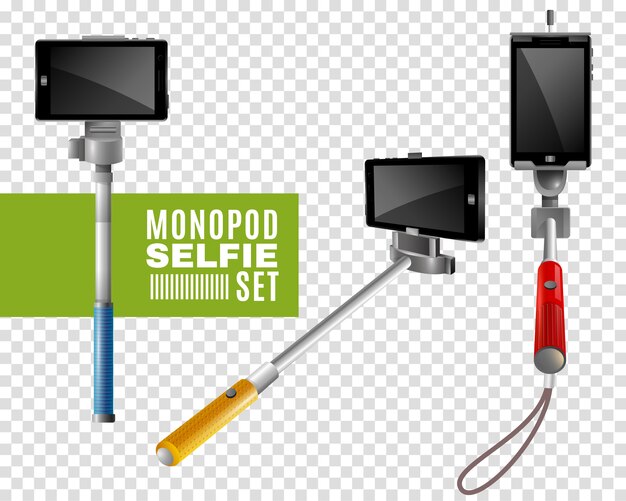 Monopod Selfie Transparent Set