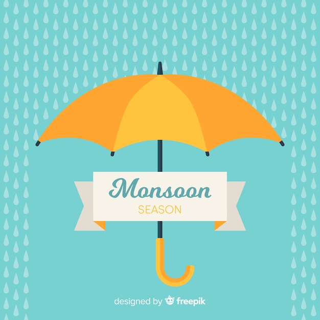 Free vector monsoon background with umbrella