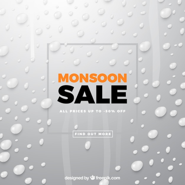 Monsoon sale composition with realistic design