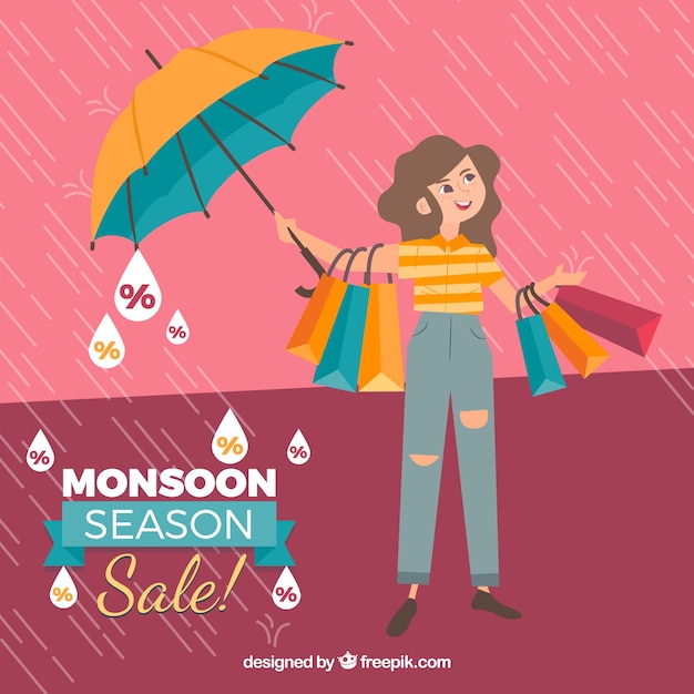 Free Vector monsoon season sale background