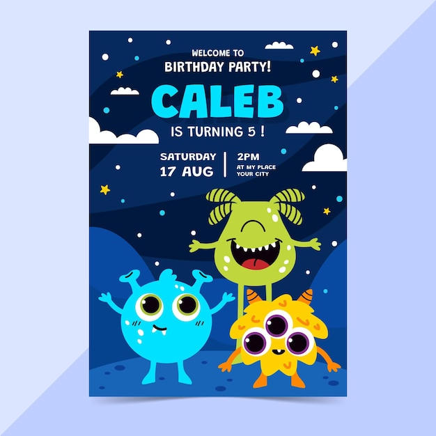 Monster birthday invitation template