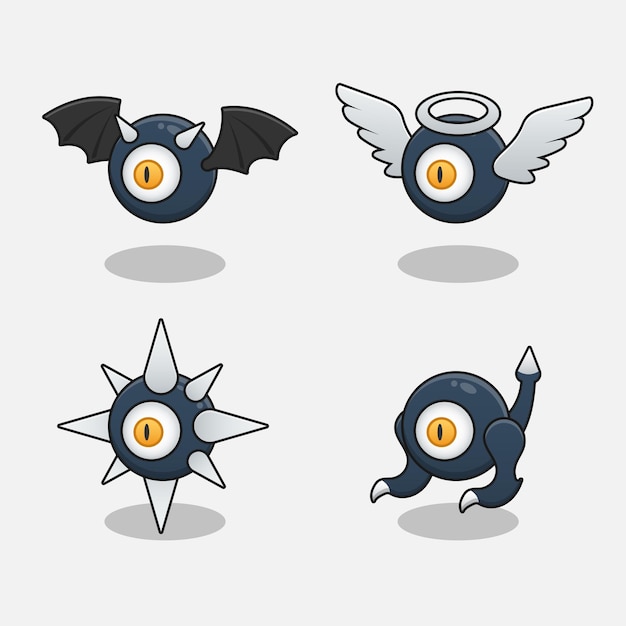 Free Vector monster one eye devil game items design illustration