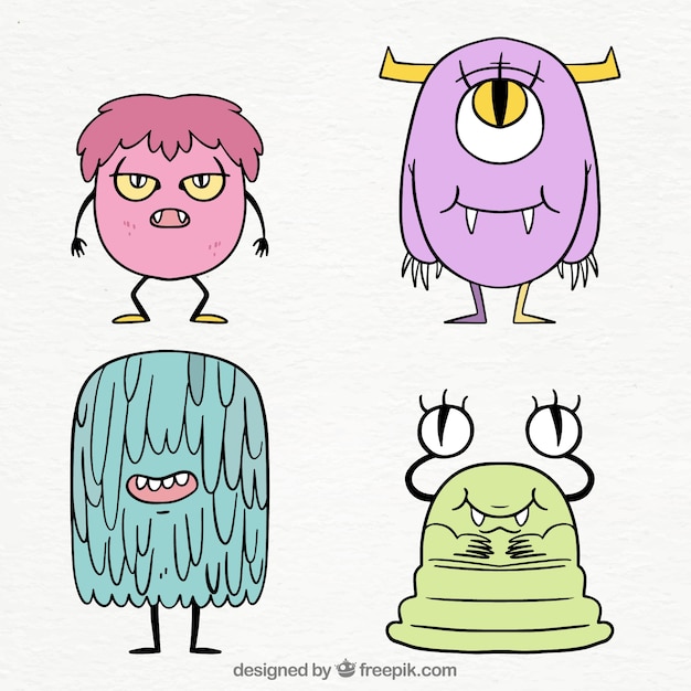 Free vector monster set of various types