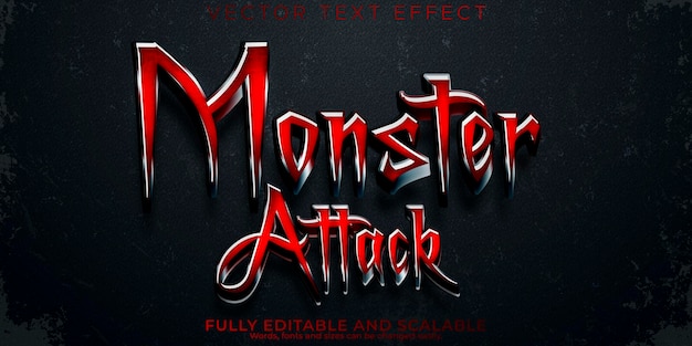 Free Vector monster text effect editable horror and scary text style