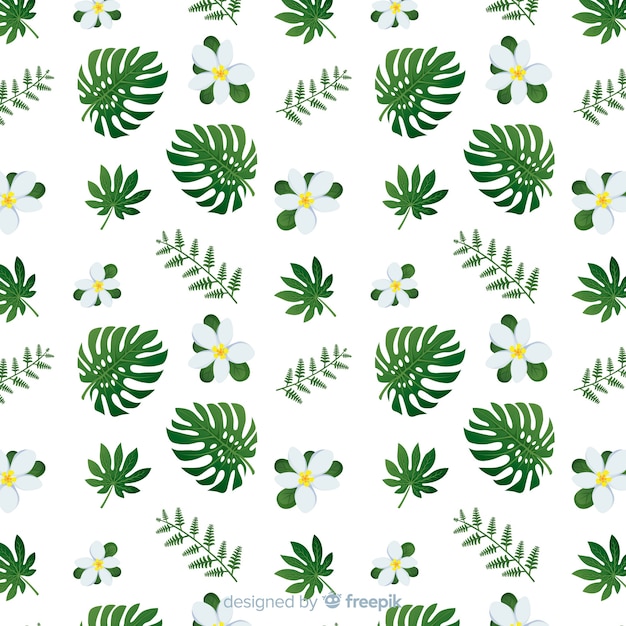 Monstera leaves and flowers background