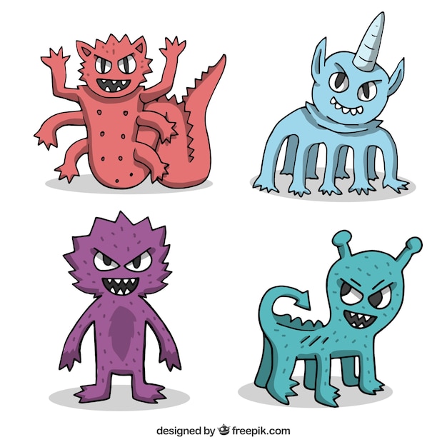 Free vector monsters character collection with funny faces