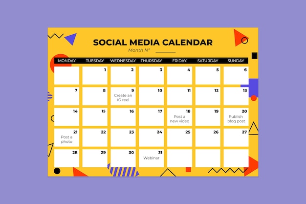 Month calendar template design