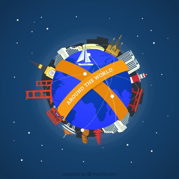 Free vector monuments around the world in flat design