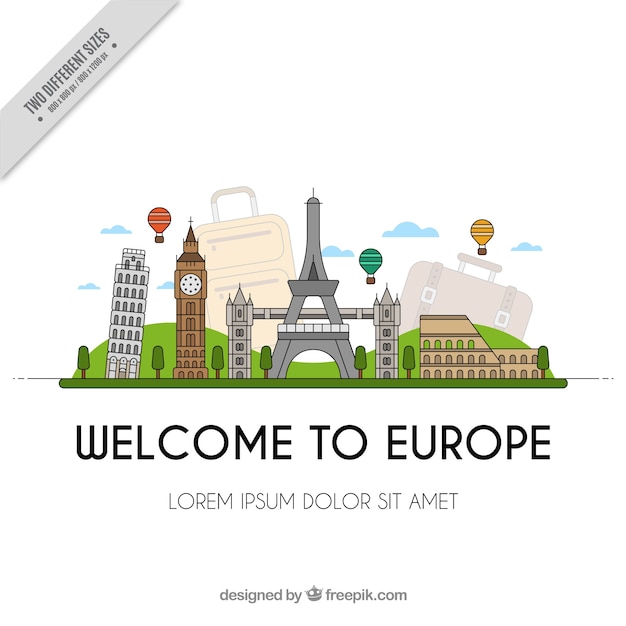 Monuments background with text "welcome to europe"