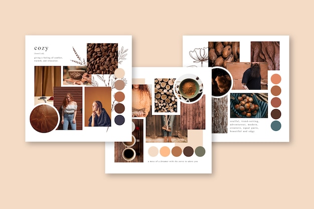 Free Vector mood board template in autumn colors