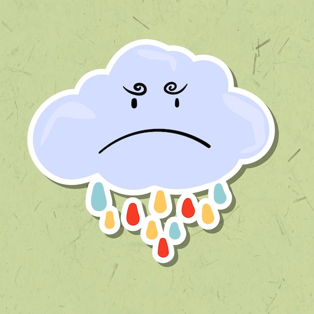 Moody cloud sticker design element vector