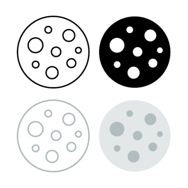 Free Vector moon set black and grey