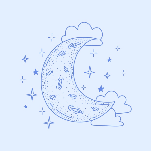 Moon and stars drawing illustration