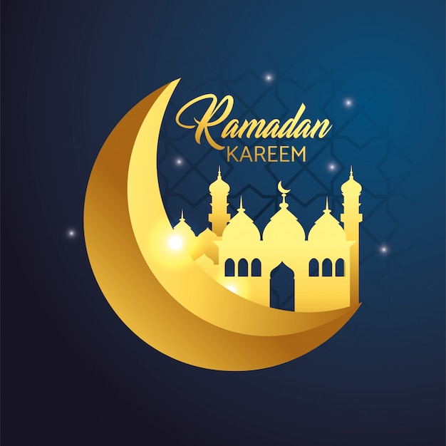 Moon with castle to ramadan kareem celebration