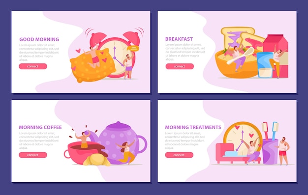 Morning activities banner template set