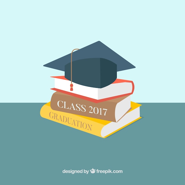 Mortarboard background with books