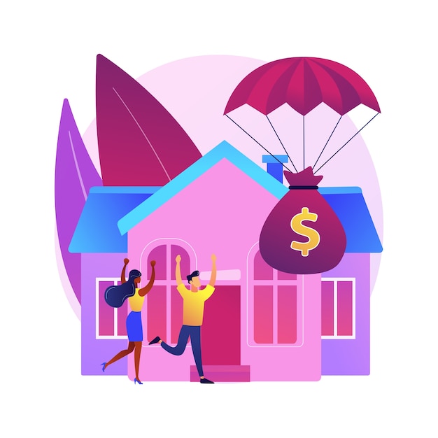 Mortgage relief program abstract concept   illustration. Reduce or suspend mortgage payments, loan modification, governmental help, home owner budget, risk insurance