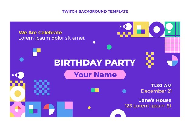 Mosaic birthday twitch background