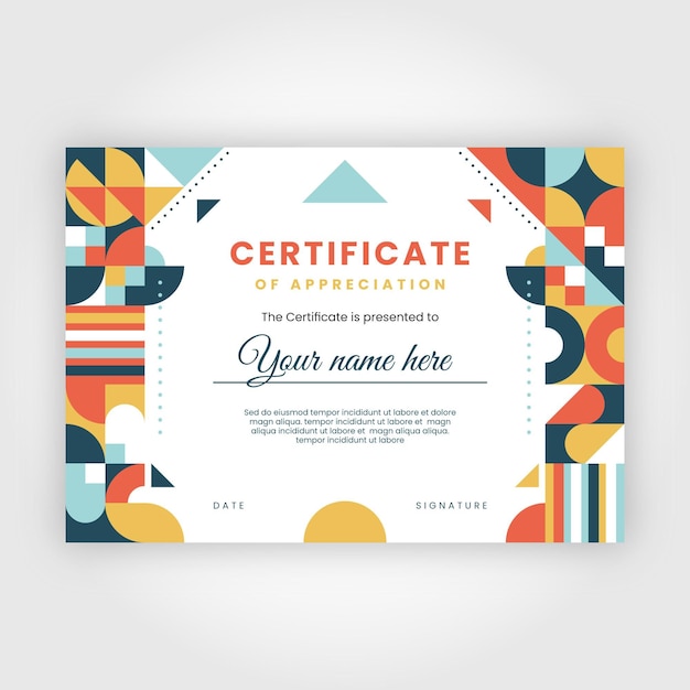 Free Vector mosaic certificate of appreciation