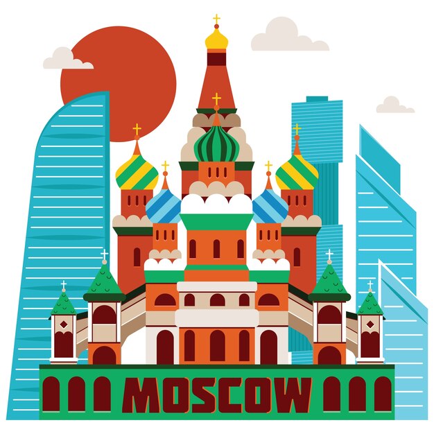 Moscow landmarks illustration