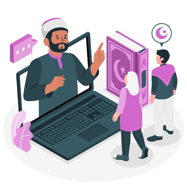 Free Vector mosque online service concept illustration