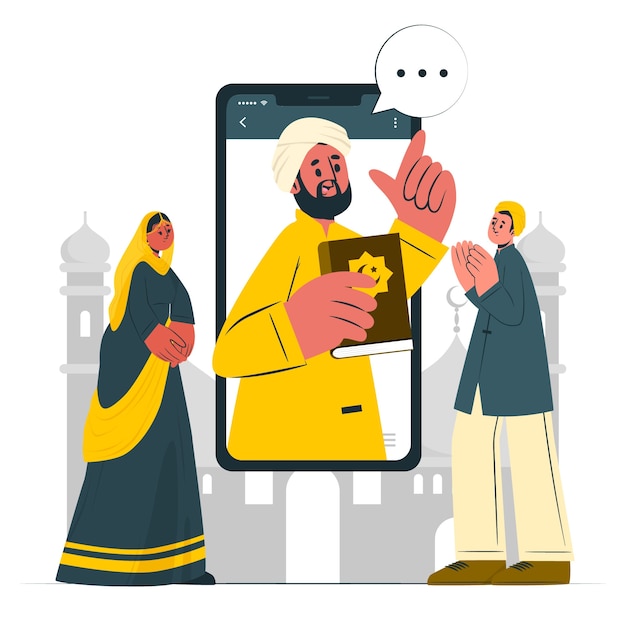 Free Vector mosque online service concept illustration