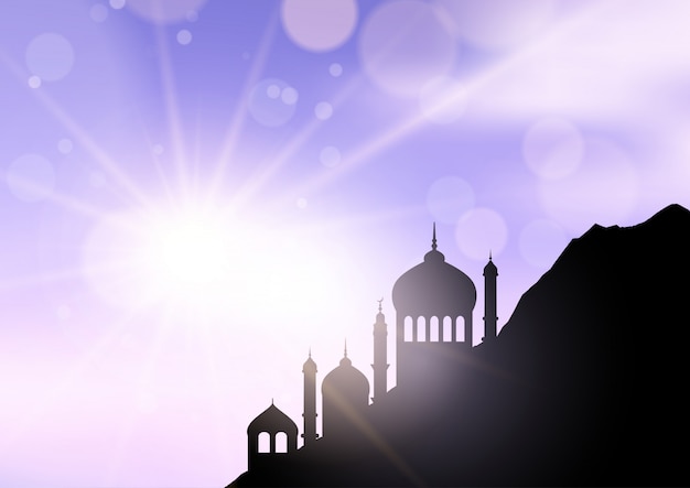 Free Vector mosque silhouette ramadan background