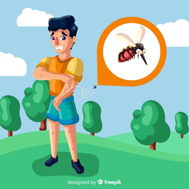 Free Vector mosquito biting a a person with flat design