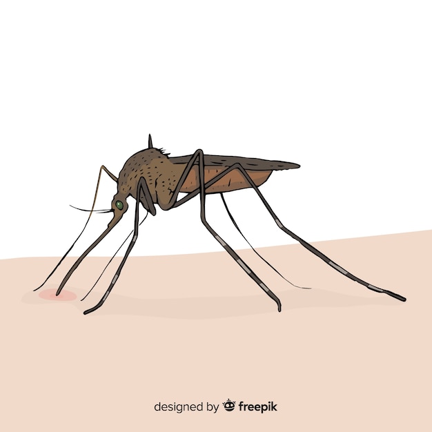 Mosquito biting a a person with flat design