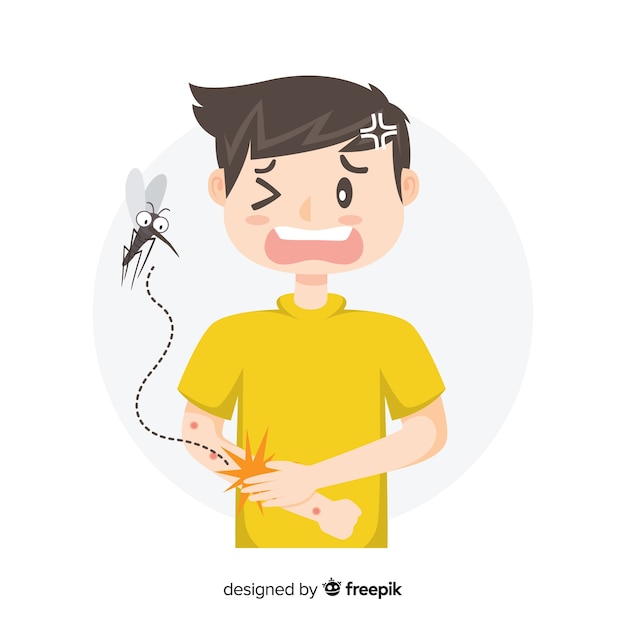 Free Vector mosquito biting a a person with flat design