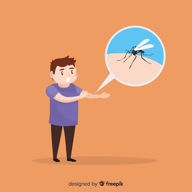 Free Vector mosquito biting a person with flat design