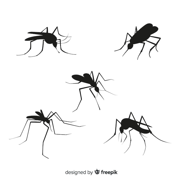 Free vector mosquito silhouette collection of five