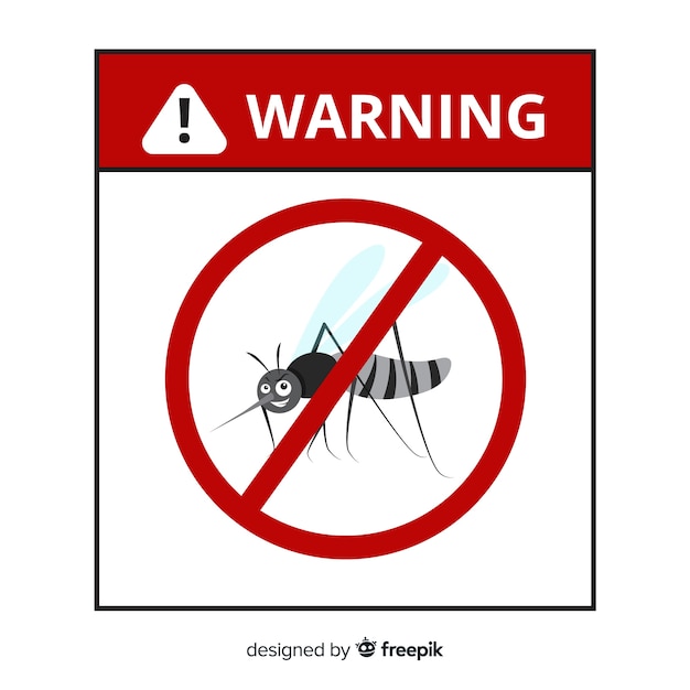 Free Vector mosquito warning sign with flat design