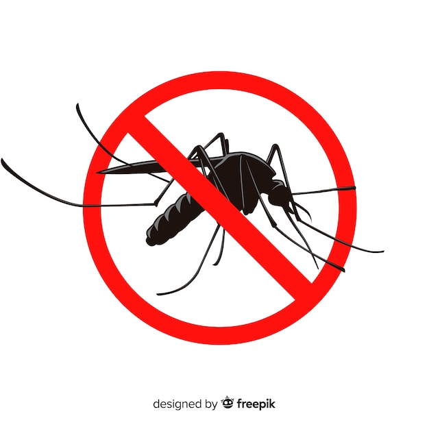 Mosquito warning sign with flat design