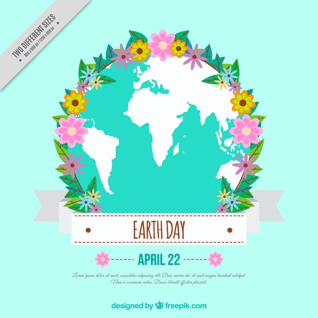 Mother earth day background with decorative floral wreath