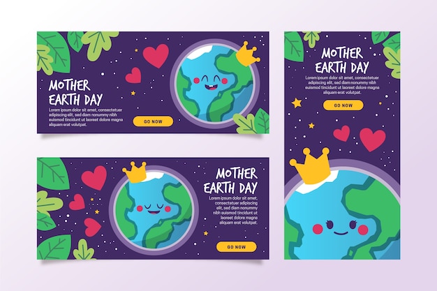 Free vector mother earth day banner in flat design