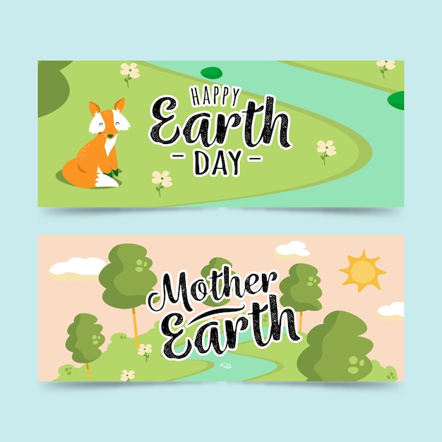 Mother earth day banner in flat design