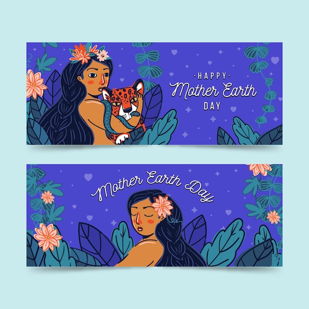 Mother earth day banner in flat design