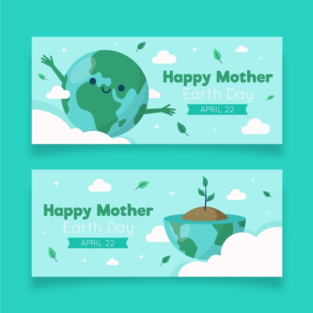 Mother earth day banner in flat design